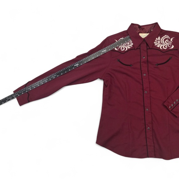 Vintage Roper Rockabilly Women Size Large Western Embroidered Pearl Snap Shirt - Picture 9 of 13